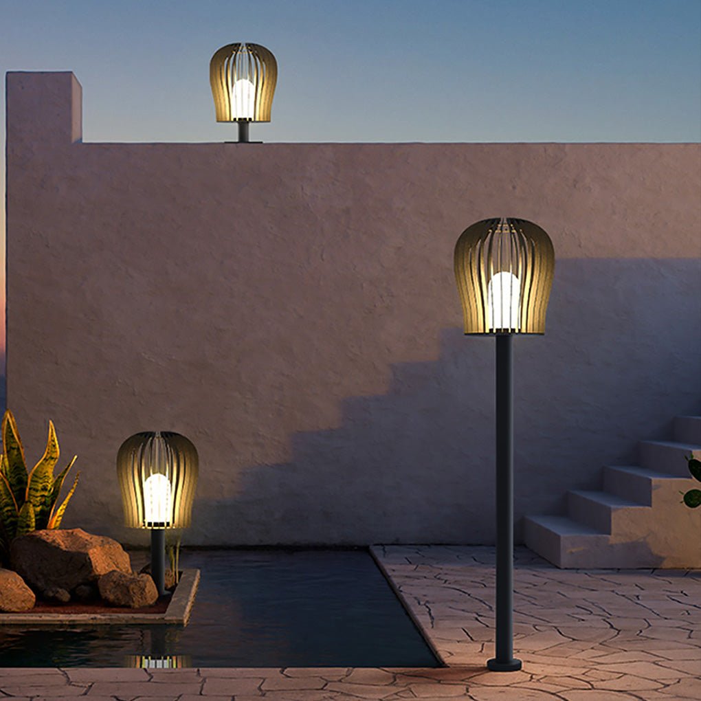 Cage LED Outdoor Post Lamp – Stainless Steel Garden Lighting