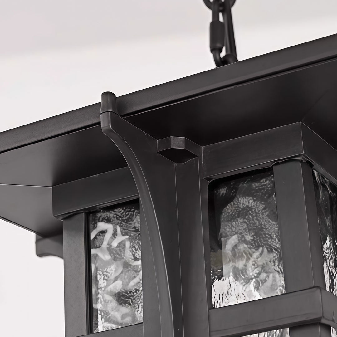 American Style Outdoor Pendant Lantern in Black Aluminum and Clear Glass