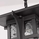 American Style Outdoor Pendant Lantern in Black Aluminum and Clear Glass