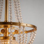 European Crystal Pendant Light with Gold Iron Frame for Outdoor Elegance