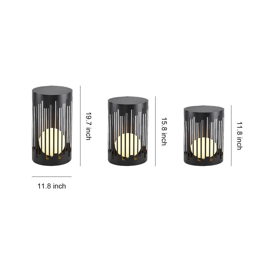 Aria Outdoor Lantern in Matte Black with White PE Shade, IP65 Waterproof
