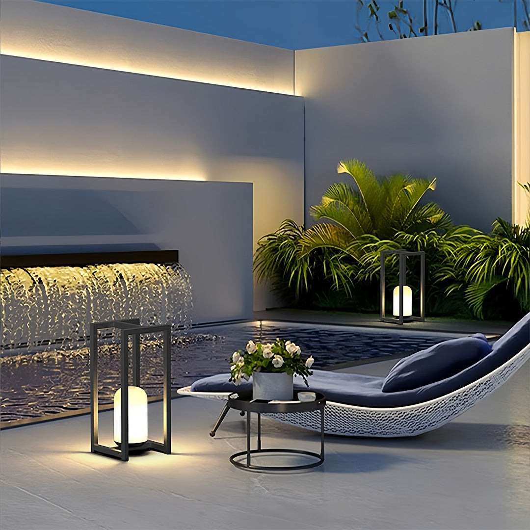 Black Outdoor Lanterns for Courtyard, IP65 Waterproof Decorative Lighting