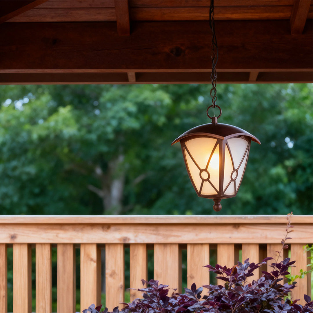 Black Aluminum LED Pendant Light with Clear Glass Shade for Outdoor Covered Patios