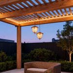 Black Aluminum LED Pendant Light with Clear Glass Shade for Outdoor Covered Patios