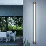 Linear Outdoor Wall Sconce with Dimmable LED Lighting in Black or Gold