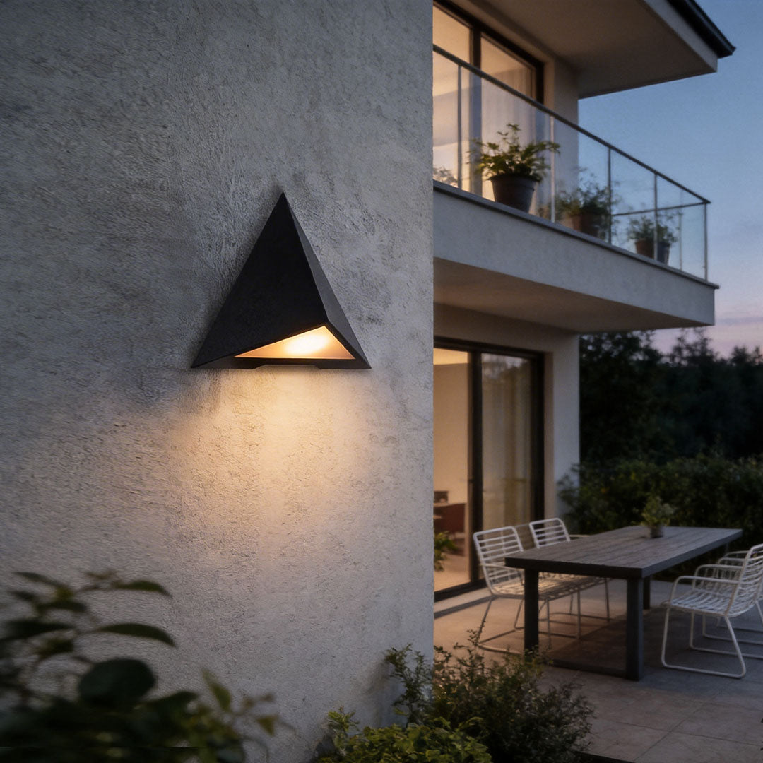 Aurora Triangular LED Outdoor Wall Sconce in Gray Stainless Steel