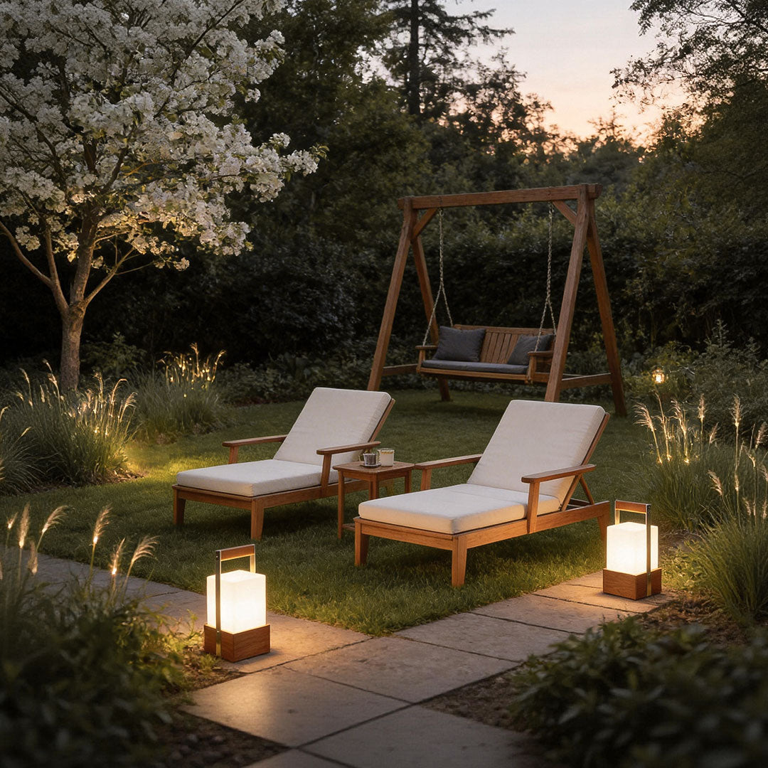 Portable Wood Grain LED Lantern for Outdoor Living Spaces