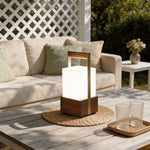 Portable Wood Grain LED Lantern for Outdoor Living Spaces