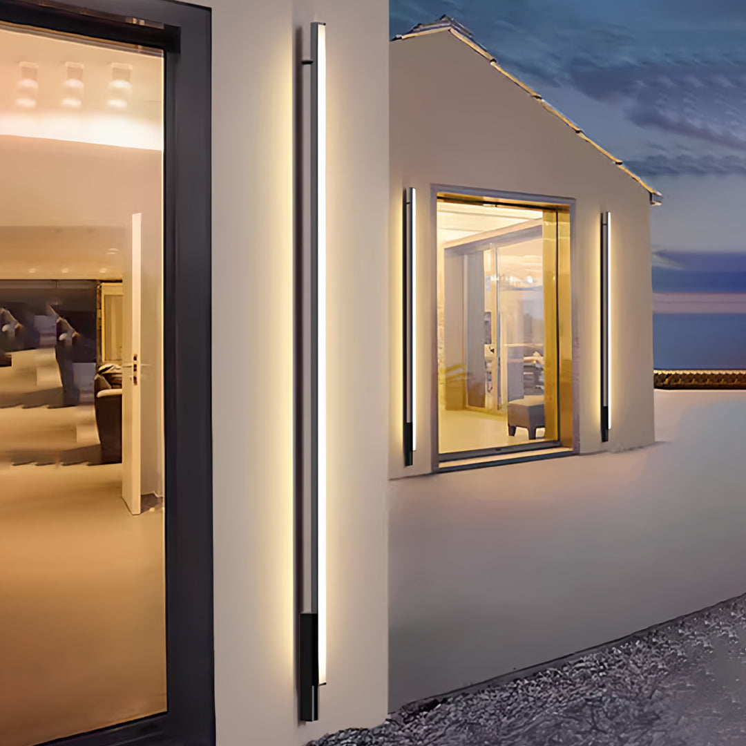Modern Outdoor Wall Sconce – Waterproof Black Linear LED Light
