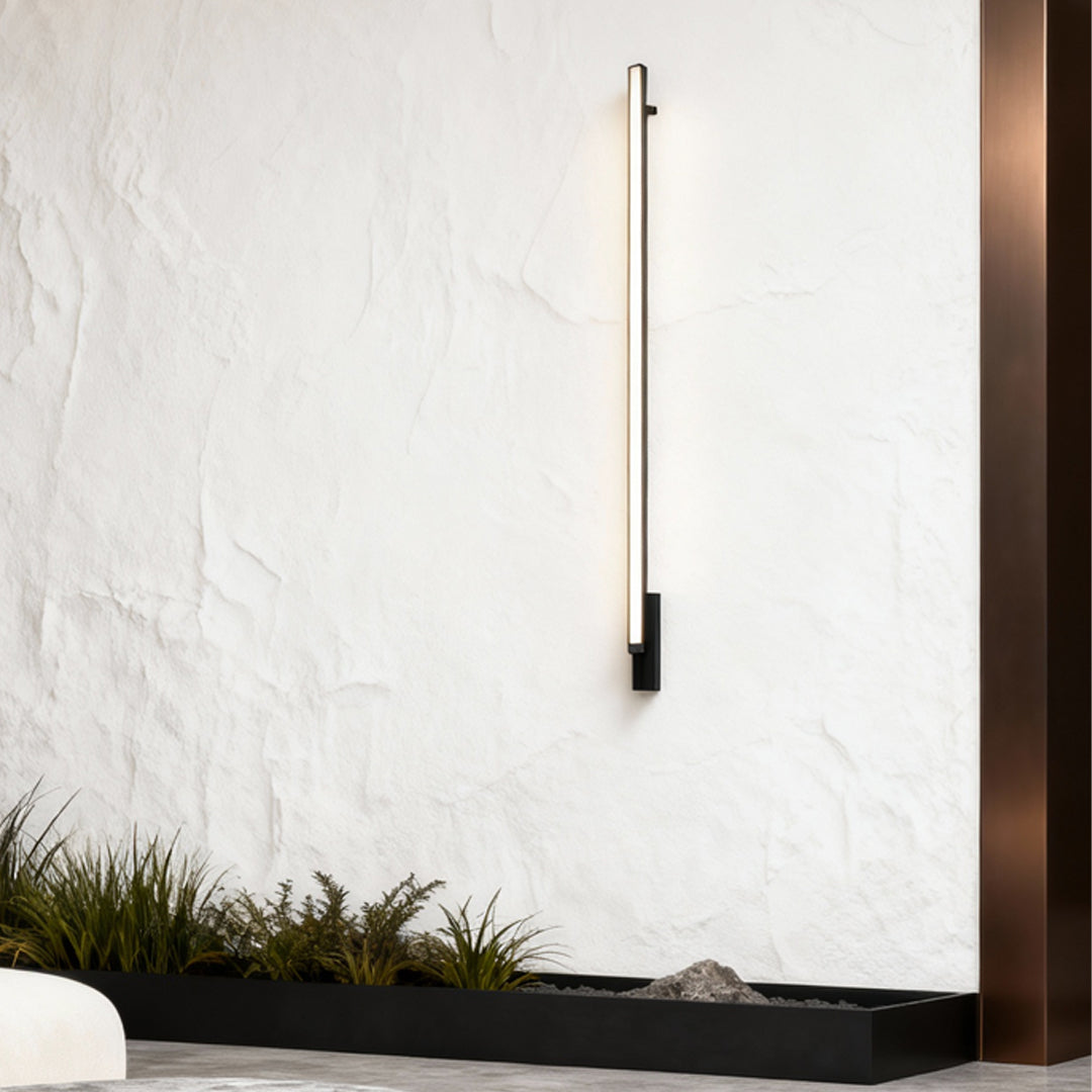 Modern Outdoor Wall Sconce – Waterproof Black Linear LED Light