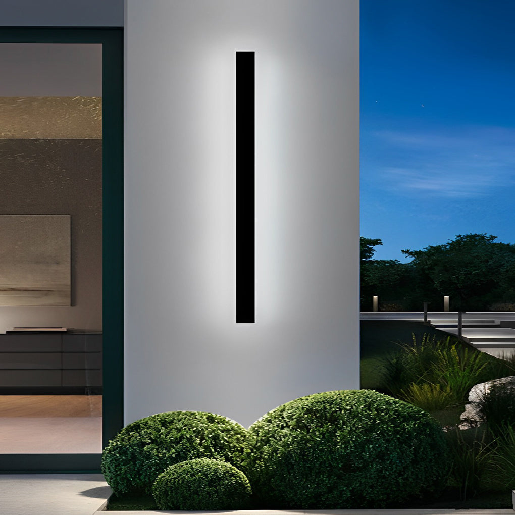Modern Solar Linear Wall Light Waterproof Black Outdoor LED