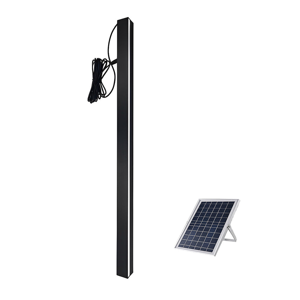 Modern Solar Linear Wall Light Waterproof Black Outdoor LED