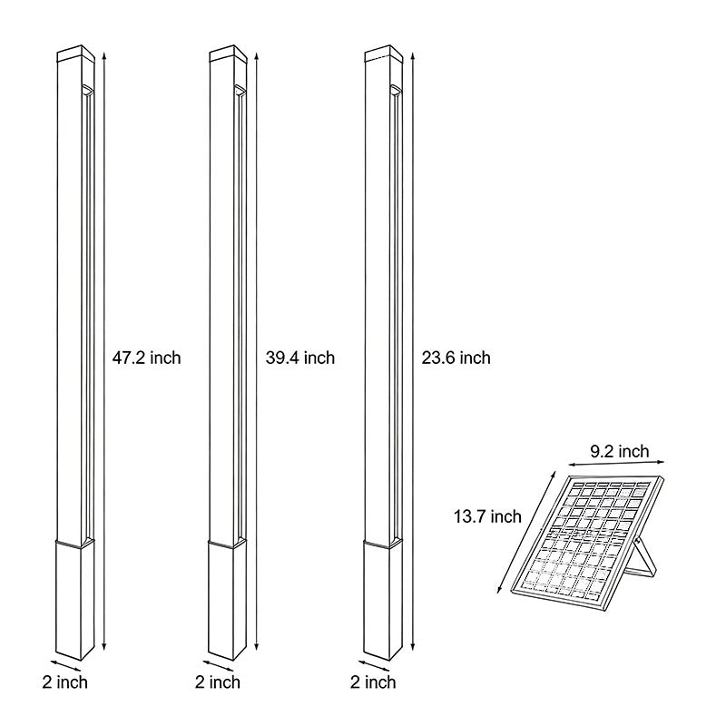 Modern Solar Linear Wall Light Waterproof Black Outdoor LED