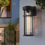 Black Outdoor Wall Sconce with Clear Glass Shade – Waterproof Aluminum LED Light