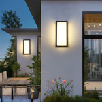 Modern Rectangular LED Outdoor Wall Sconce, Matte Black Aluminum, IP65 Waterproof