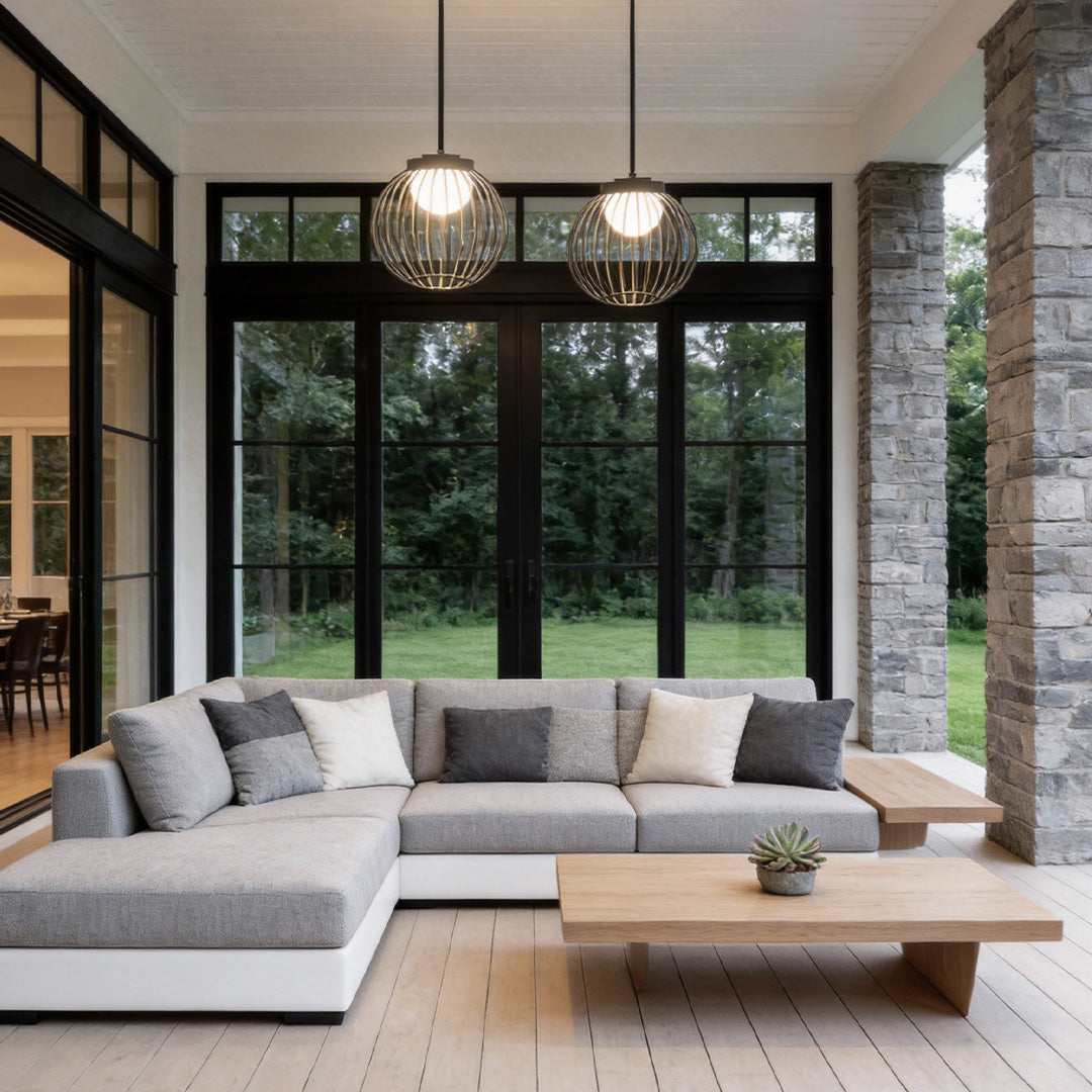 Modern Outdoor Pendant Light with Adjustable Cable, IP54 Waterproof, Black Aluminum