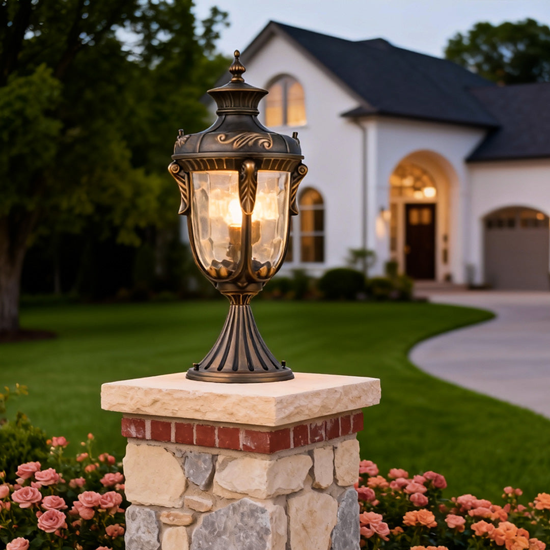 European Solid Copper Outdoor Pillar Lights for House, IP55 Waterproof