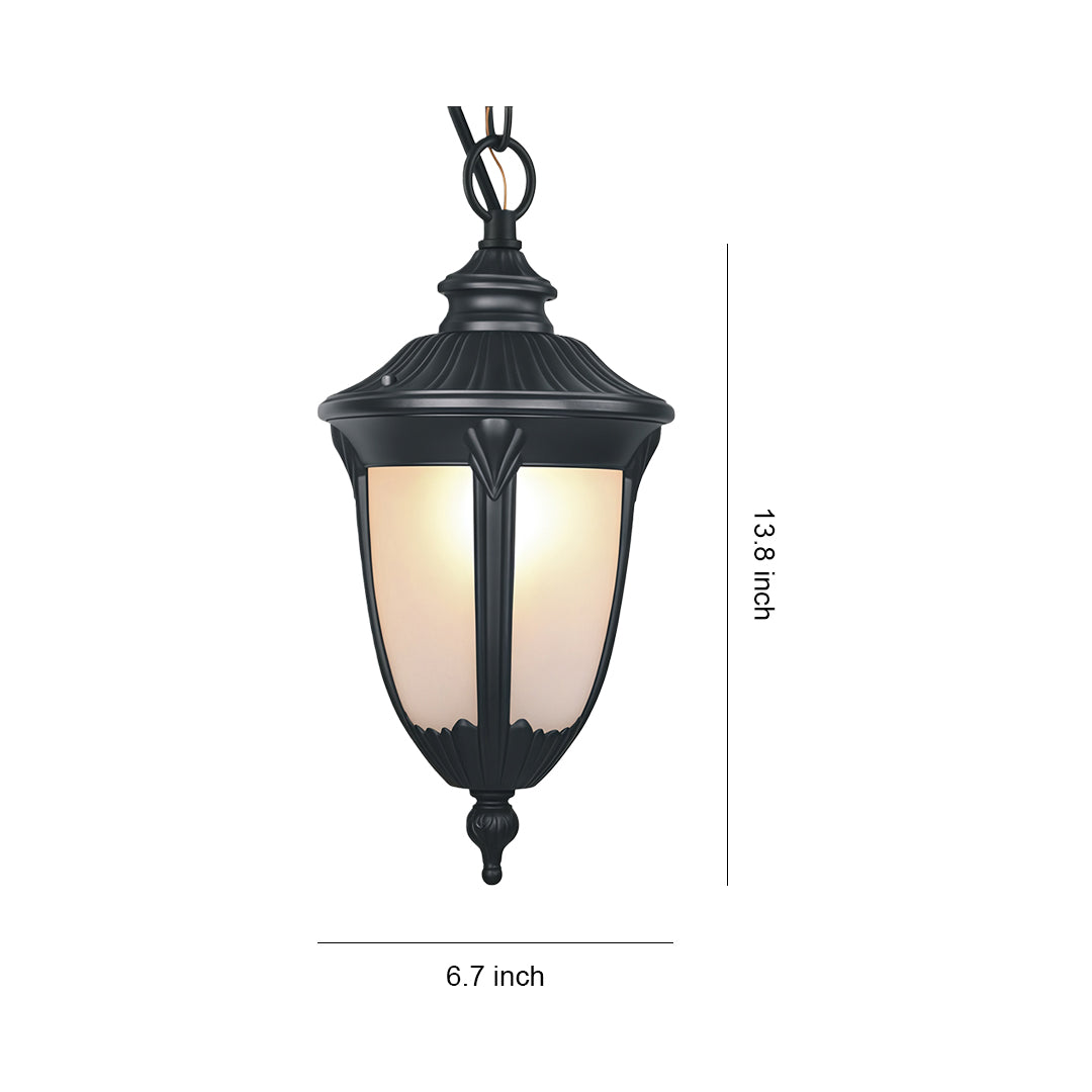 Black Aluminum Outdoor Pendant Light with Clear Glass Shade