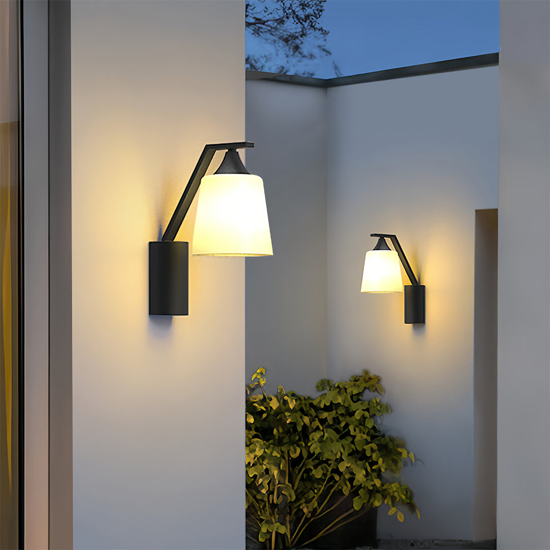European Black Outdoor Wall Sconce with Clear Glass Shade
