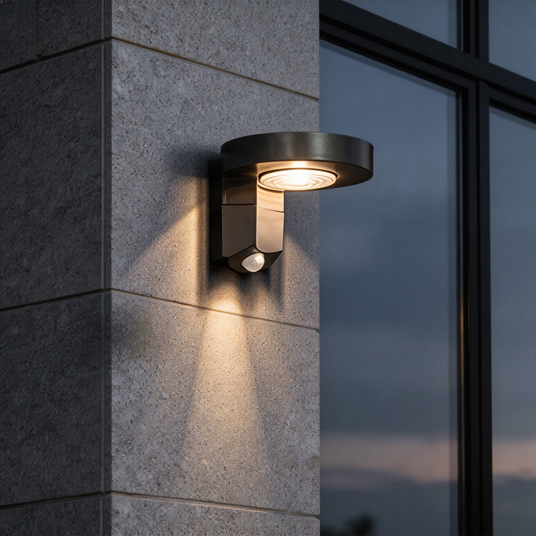 Modern Solar Wall Light with Motion Sensor for Outdoor Spaces