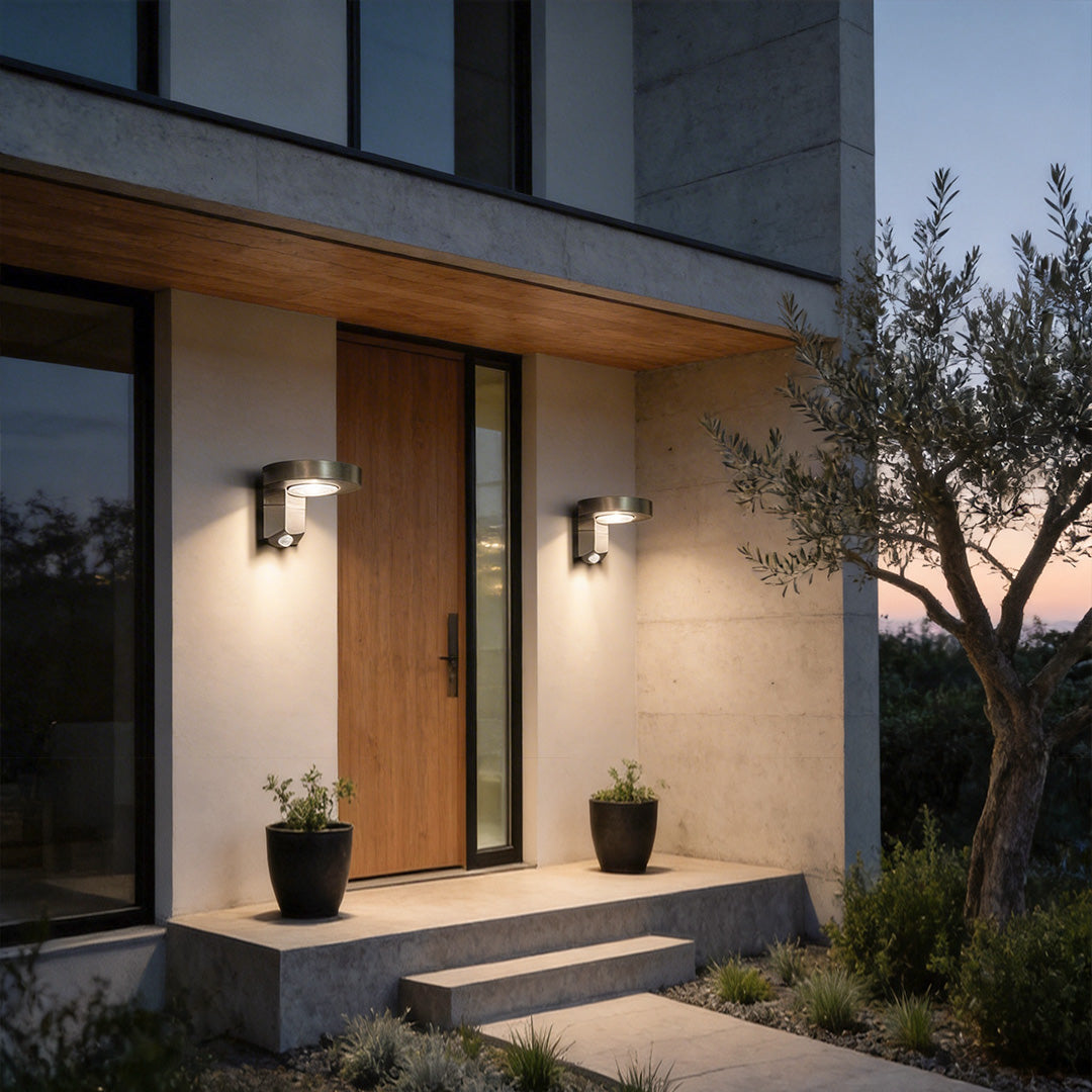 Modern Solar Wall Light with Motion Sensor for Outdoor Spaces