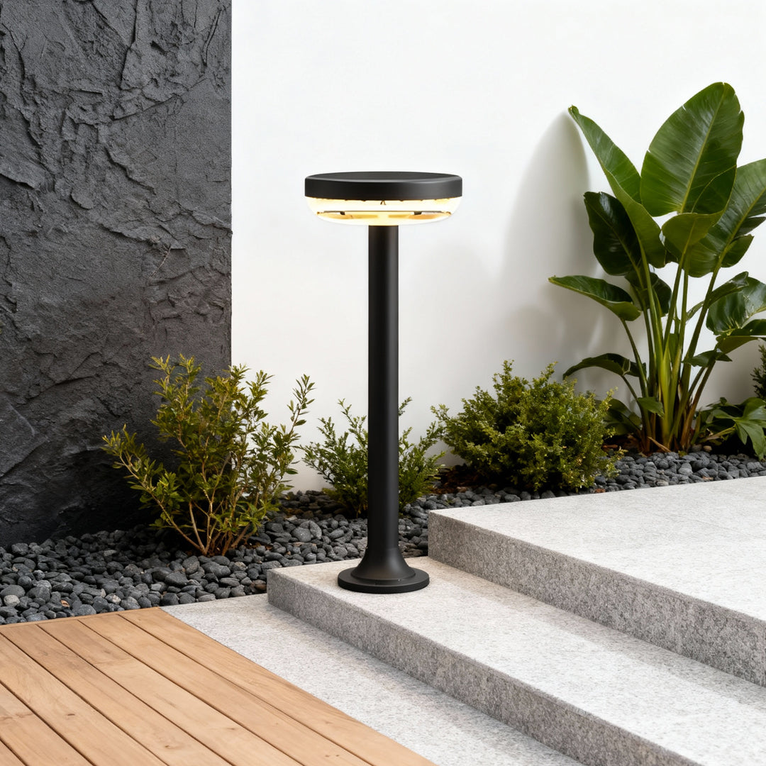 Modern Solar Path Light in Matte Black for Garden Walkways