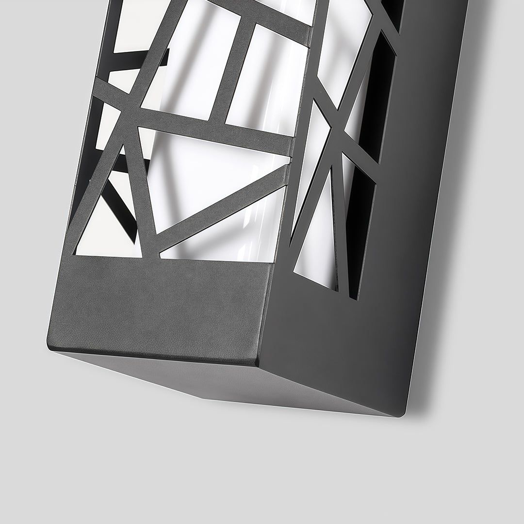 Modern Outdoor Wall Sconce with Black Iron Frame and LED Illumination