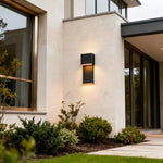 Industrial Outdoor Wall Sconce with Clear Glass and Black Aluminum
