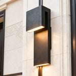 Industrial Outdoor Wall Sconce with Clear Glass and Black Aluminum