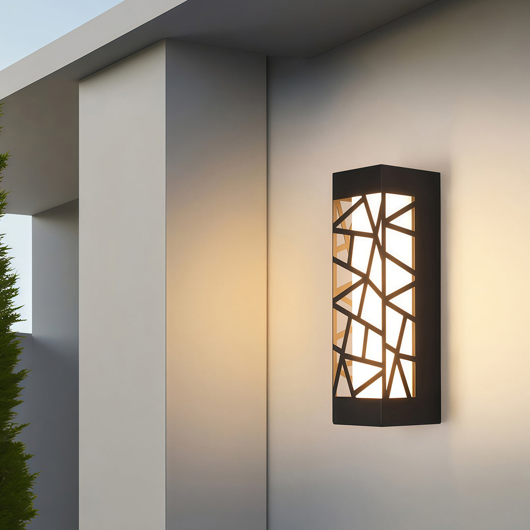 Modern Outdoor Wall Sconce with Black Iron Frame and LED Illumination
