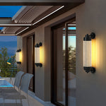 Luxury Minimalist Outdoor Wall Sconce with Copper Frame and Warm LED Light