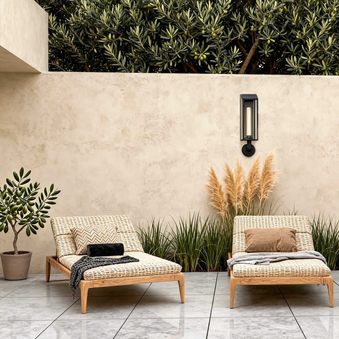 Geometric Outdoor Wall Sconce in Black or Gold, IP65 Waterproof LED