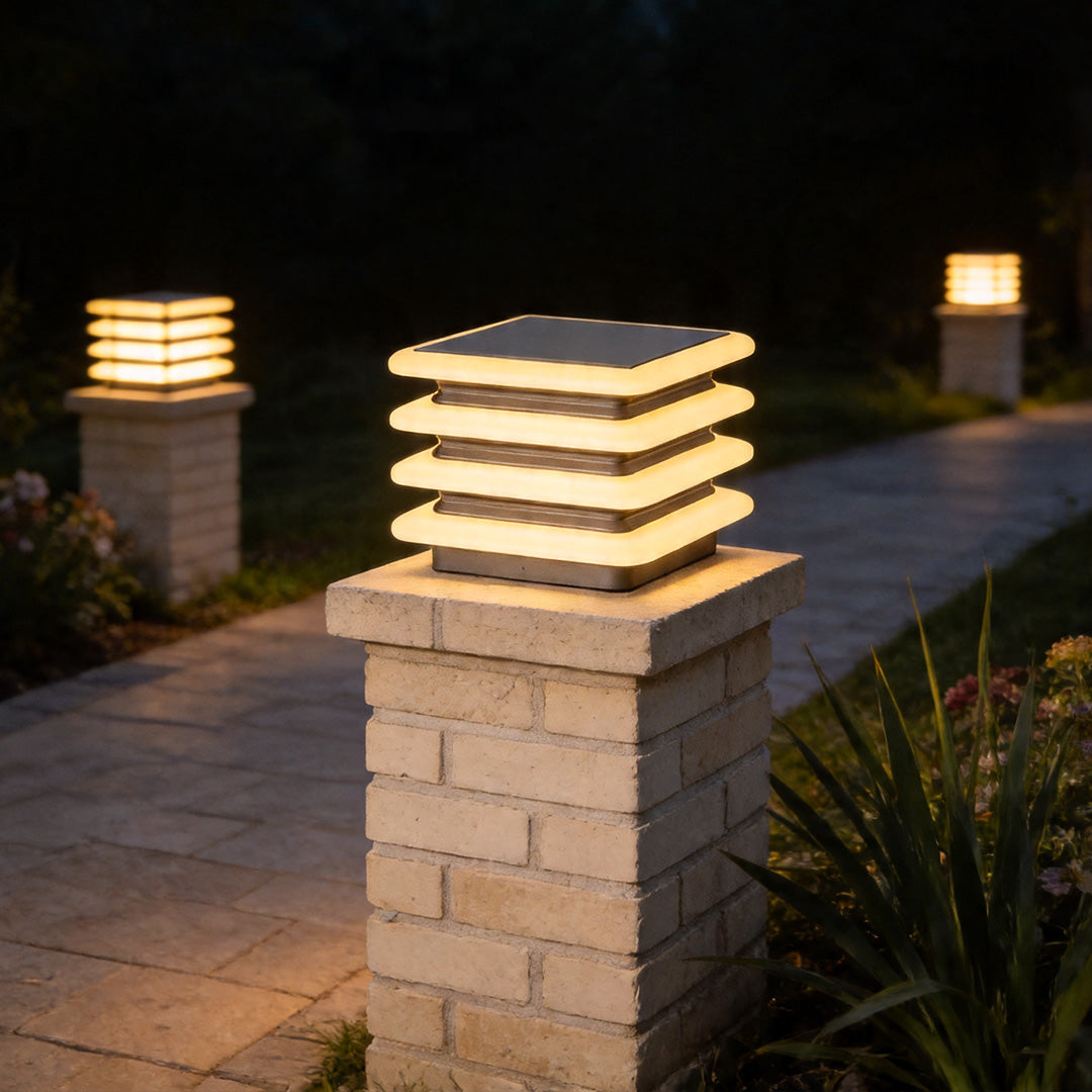 Modern Outdoor Pillar Light with Warm LED Illumination