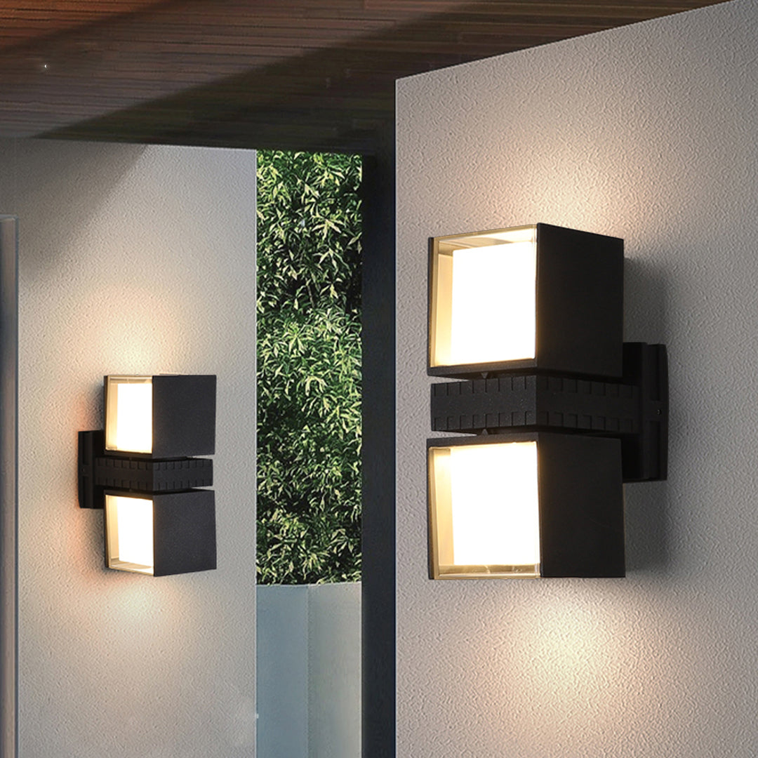 Modern Outdoor Wall Up Light | Architectural LED Sconce in Black