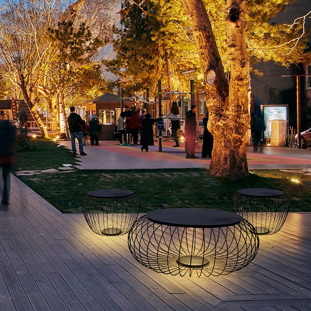 Outdoor Waterproof Cage Shape Stool Table Lamp Led Landscape Lighting Courtyard Lamp
