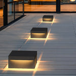 Square LED Solar Outdoor Pillar Light in Black Stainless Steel