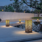 Stainless Steel LED Bollard Light with Marble Accent for Modern Outdoor Spaces