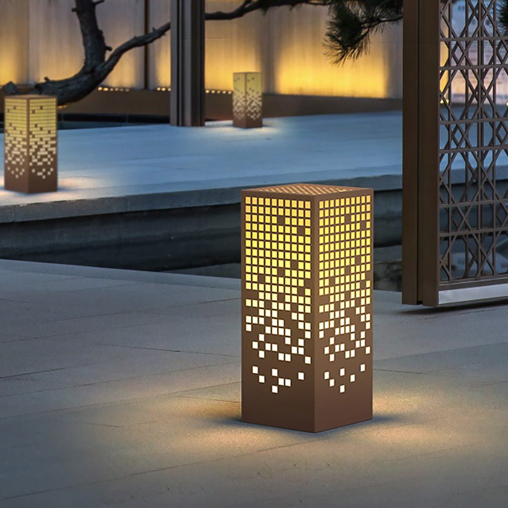 Stainless Steel LED Bollard Light with Marble Accent for Modern Outdoor Spaces