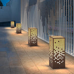 Stainless Steel LED Bollard Light with Marble Accent for Modern Outdoor Spaces