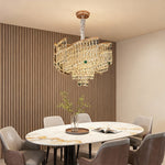 Crystal Pendant Chandelier in Champagne Gold Carbon Steel
