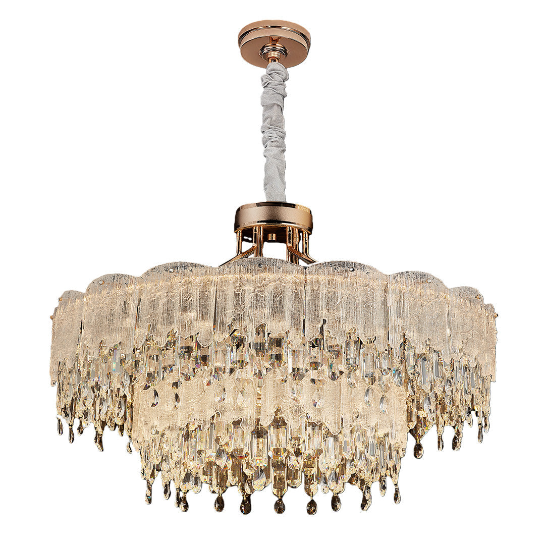 French Crystal Glass Fringe Chandelier | Luxury LED Ceiling Light