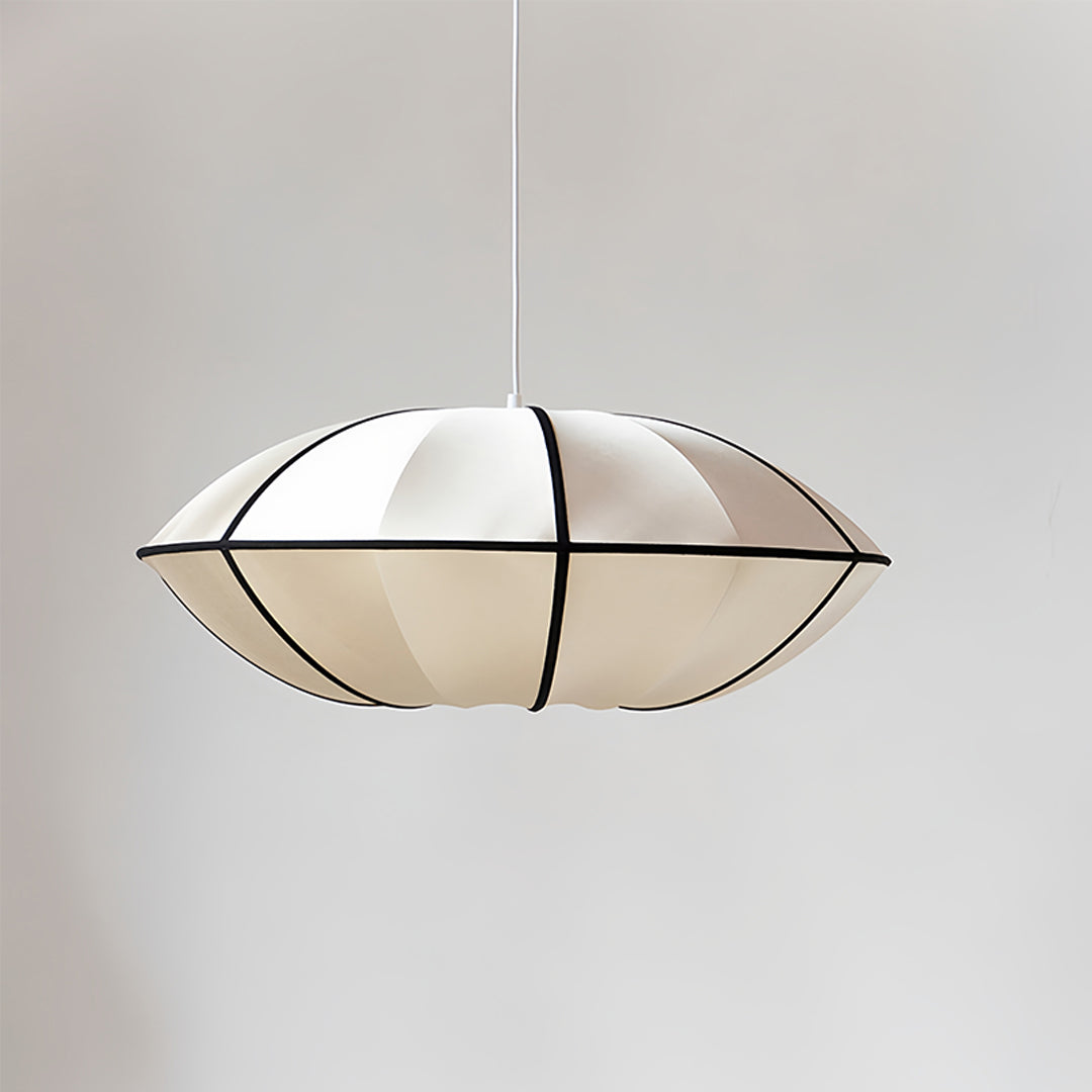 Nordic Vintage Fabric Shade Pendant Light with Metal Accents