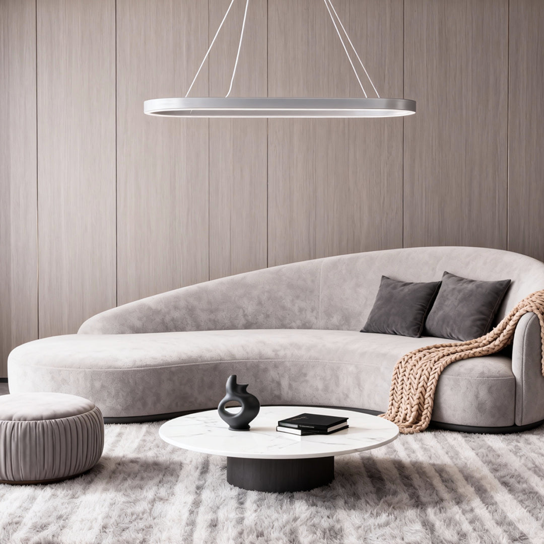 Oval LED Pendant Light in Aluminum for Modern Interiors