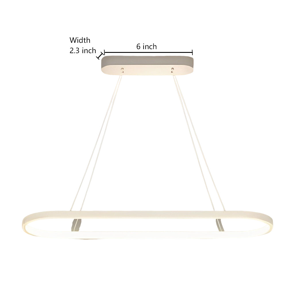 Modern Oval LED Linear Pendant Light in White Aluminum for Dining and Living Spaces