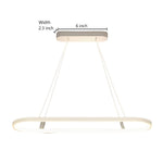 Modern Oval LED Linear Pendant Light in White Aluminum for Dining and Living Spaces