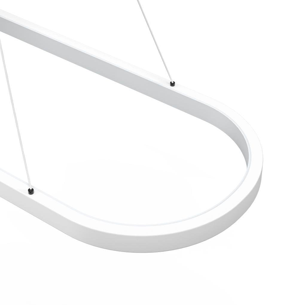 Modern Oval LED Linear Pendant Light in White Aluminum for Dining and Living Spaces