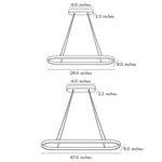 Modern Oval LED Linear Pendant Light in White Aluminum for Dining and Living Spaces