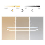 Modern Oval LED Linear Pendant Light in White Aluminum for Dining and Living Spaces