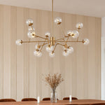 Bubble Sputnik Chandelier with Clear Glass Globes in Gold Finish
