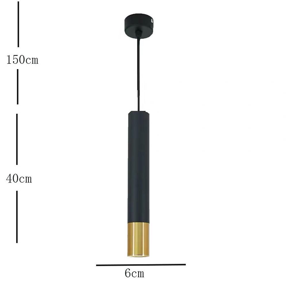 Elongated Cylinder Black And Gold Metal Shade Led Modern Pendant Light Island Hanging Lights